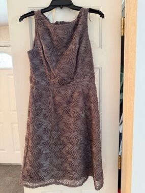 Adrianna Papell Mauve Rose-Textured Midi Dress